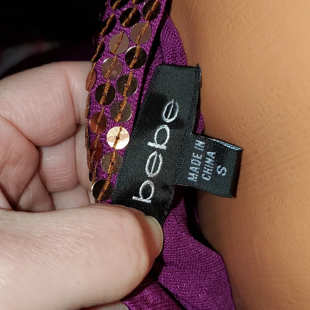 Bebe sequins metallic long dress S - Picture 6 of 7